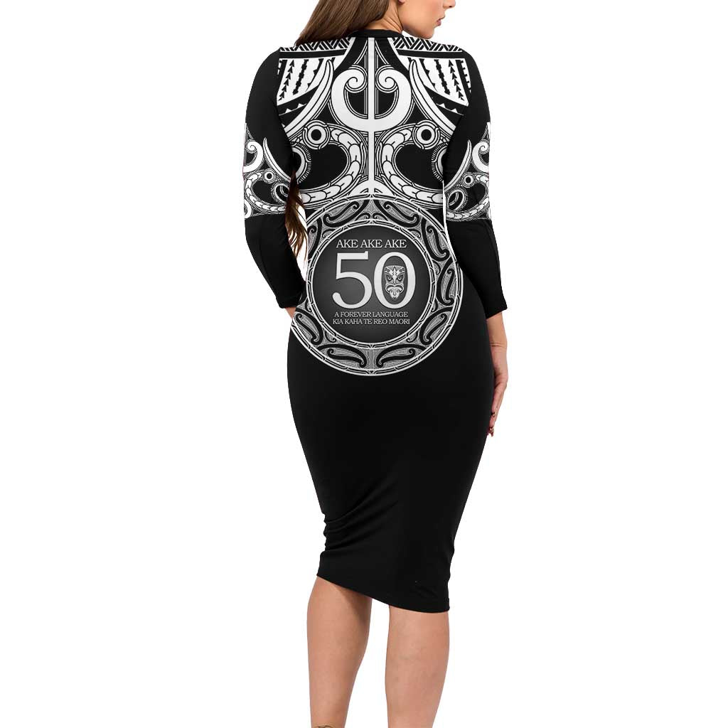 Kia Kaha Te Reo Maori New Zealand Long Sleeve Bodycon Dress 50th Anniversary Ake Ake Ake - Aussie Hoodie