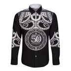 Kia Kaha Te Reo Maori New Zealand Long Sleeve Button Shirt 50th Anniversary Ake Ake Ake - Aussie Hoodie