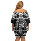 Kia Kaha Te Reo Maori New Zealand Off Shoulder Short Dress 50th Anniversary Ake Ake Ake - Aussie Hoodie