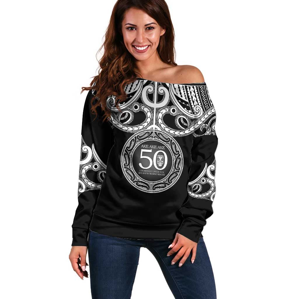 Kia Kaha Te Reo Maori New Zealand Off Shoulder Sweater 50th Anniversary Ake Ake Ake - Aussie Hoodie
