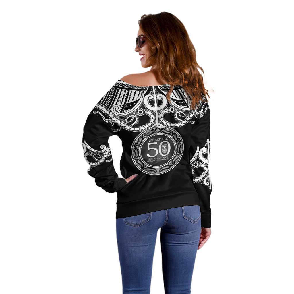 Kia Kaha Te Reo Maori New Zealand Off Shoulder Sweater 50th Anniversary Ake Ake Ake - Aussie Hoodie