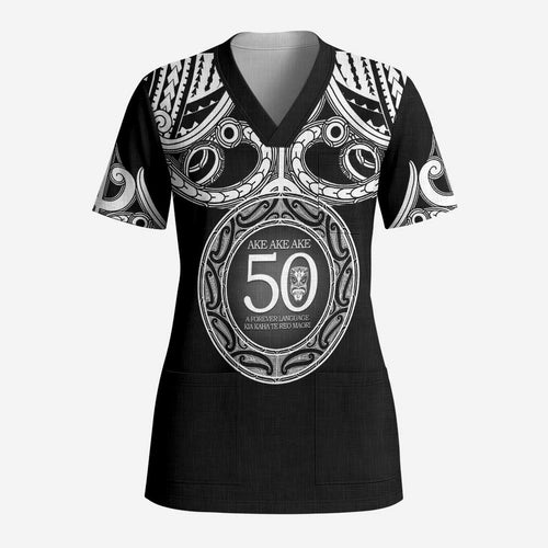 Kia Kaha Te Reo Maori New Zealand Scrub Top 50th Anniversary Ake Ake Ake - Aussie Hoodie