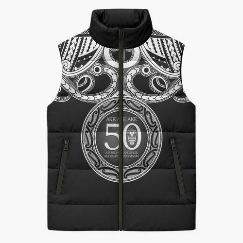 Kia Kaha Te Reo Maori New Zealand Sleeveless Puffer Jacket 50th Anniversary Ake Ake Ake - Aussie Hoodie