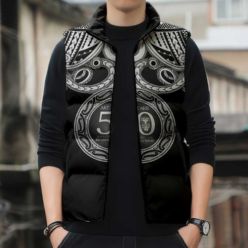 Kia Kaha Te Reo Maori New Zealand Sleeveless Puffer Jacket 50th Anniversary Ake Ake Ake - Aussie Hoodie