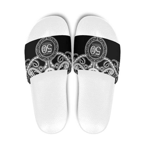 Kia Kaha Te Reo Maori New Zealand Slide Sandals 50th Anniversary Ake Ake Ake - Aussie Hoodie