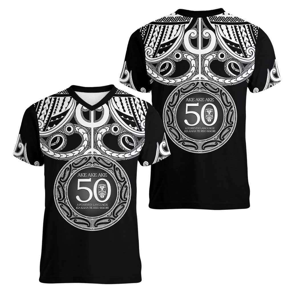 Kia Kaha Te Reo Maori New Zealand Women V-Neck T-Shirt 50th Anniversary Ake Ake Ake - Aussie Hoodie