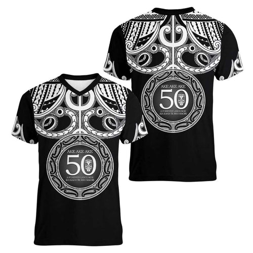Kia Kaha Te Reo Maori New Zealand Women V-Neck T-Shirt 50th Anniversary Ake Ake Ake - Aussie Hoodie