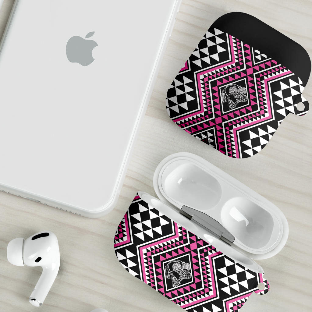 New Zealand Mawhero Taniko Motifs AirPods Case Maori Poi Dance Costume Inspired
