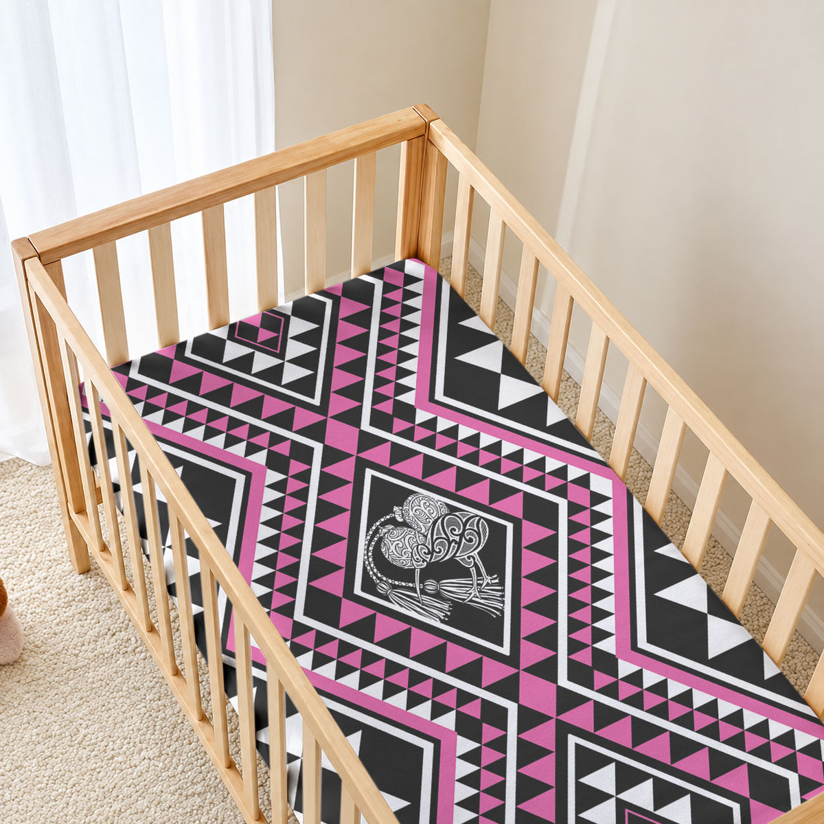New Zealand Mawhero Taniko Motifs Baby Bed Cover Maori Poi Dance Costume Inspired
