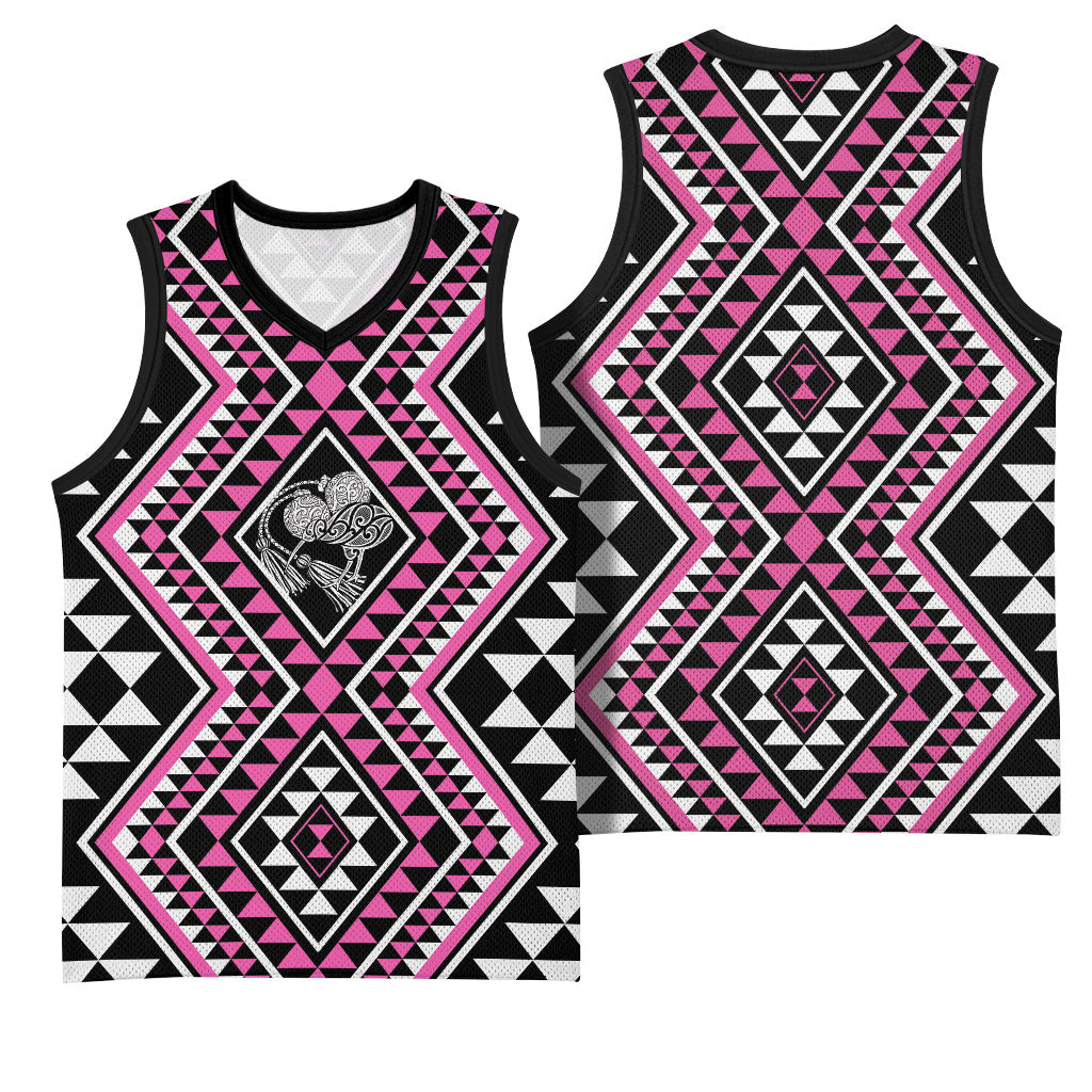New Zealand Mawhero Taniko Motifs Basketball Jersey Maori Poi Dance Costume Inspired