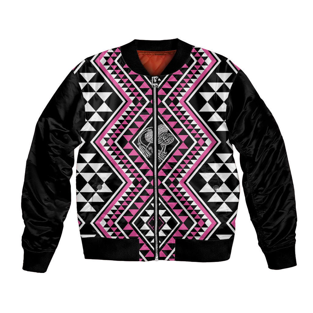New Zealand Mawhero Taniko Motifs Bomber Jacket Maori Poi Dance Costume Inspired