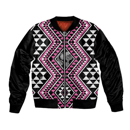 New Zealand Mawhero Taniko Motifs Bomber Jacket Maori Poi Dance Costume Inspired