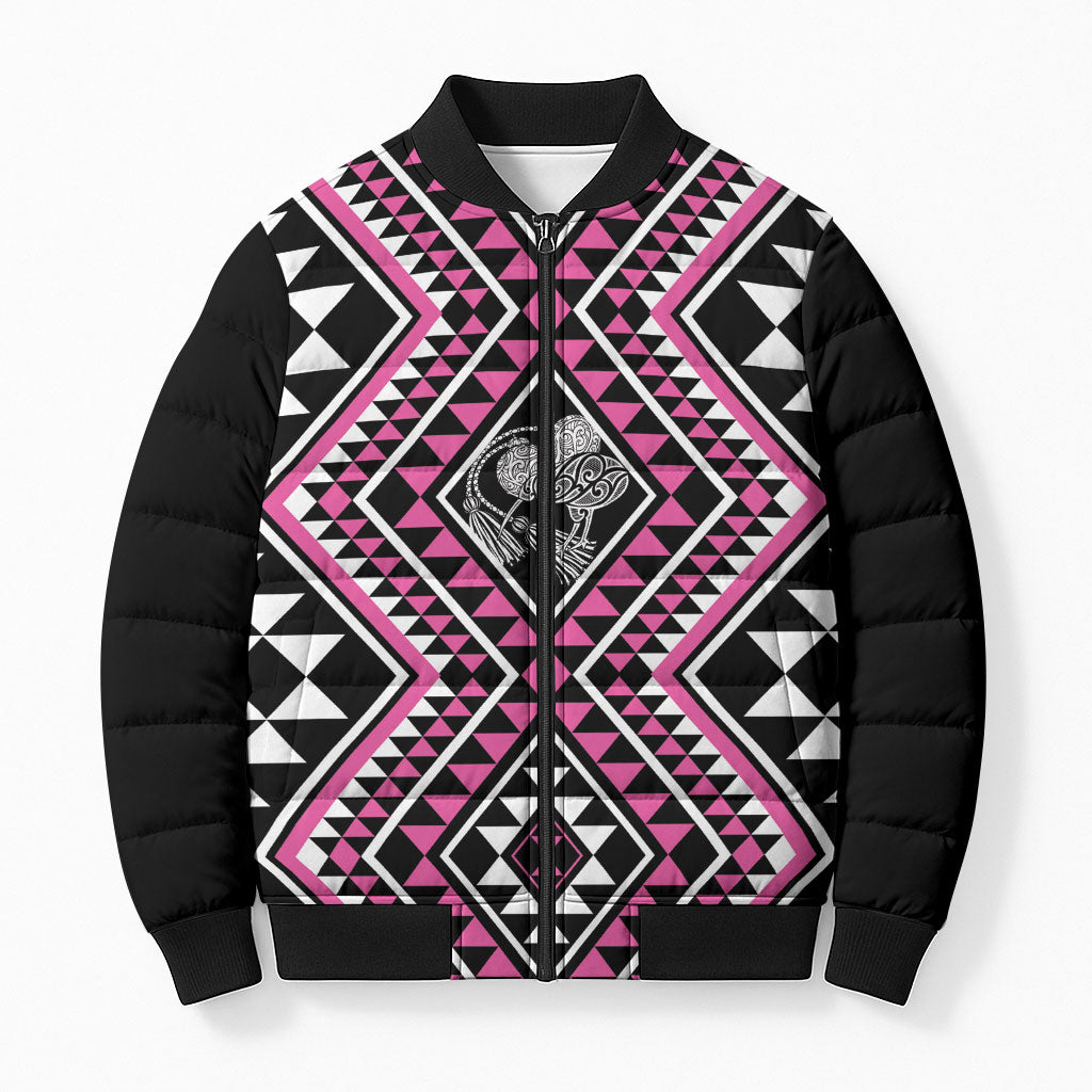 New Zealand Mawhero Taniko Motifs Bomber Puffer Jacket Maori Poi Dance Costume Inspired