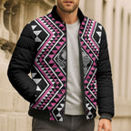 New Zealand Mawhero Taniko Motifs Bomber Puffer Jacket Maori Poi Dance Costume Inspired
