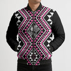 New Zealand Mawhero Taniko Motifs Bomber Puffer Jacket Maori Poi Dance Costume Inspired