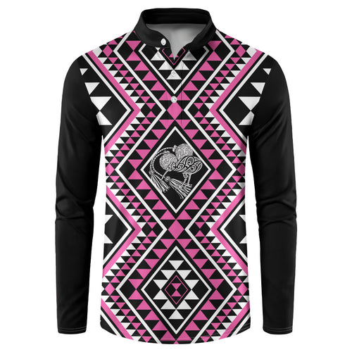 New Zealand Mawhero Taniko Motifs Button Sweatshirt Maori Poi Dance Costume Inspired