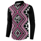 New Zealand Mawhero Taniko Motifs Button Sweatshirt Maori Poi Dance Costume Inspired