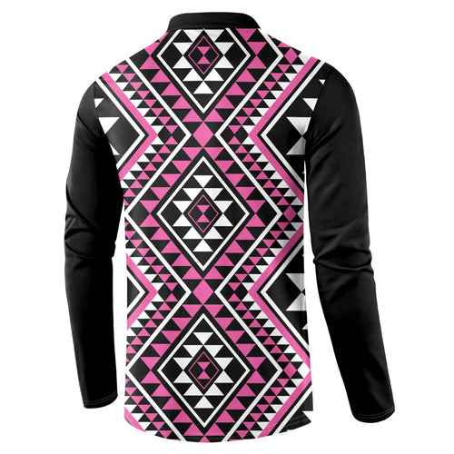 New Zealand Mawhero Taniko Motifs Button Sweatshirt Maori Poi Dance Costume Inspired