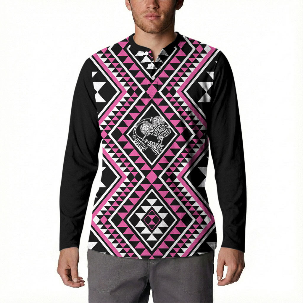 New Zealand Mawhero Taniko Motifs Button Sweatshirt Maori Poi Dance Costume Inspired