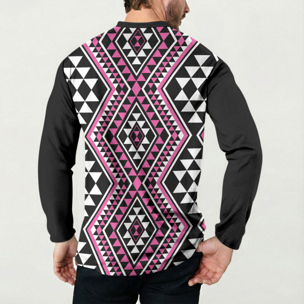 New Zealand Mawhero Taniko Motifs Button Sweatshirt Maori Poi Dance Costume Inspired
