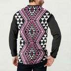 New Zealand Mawhero Taniko Motifs Button Sweatshirt Maori Poi Dance Costume Inspired