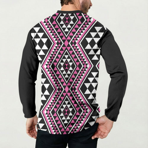 New Zealand Mawhero Taniko Motifs Button Sweatshirt Maori Poi Dance Costume Inspired