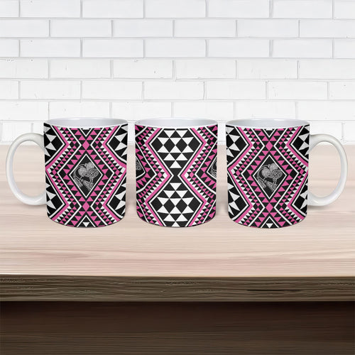 New Zealand Mawhero Taniko Motifs Ceramic Mug Maori Poi Dance Costume Inspired
