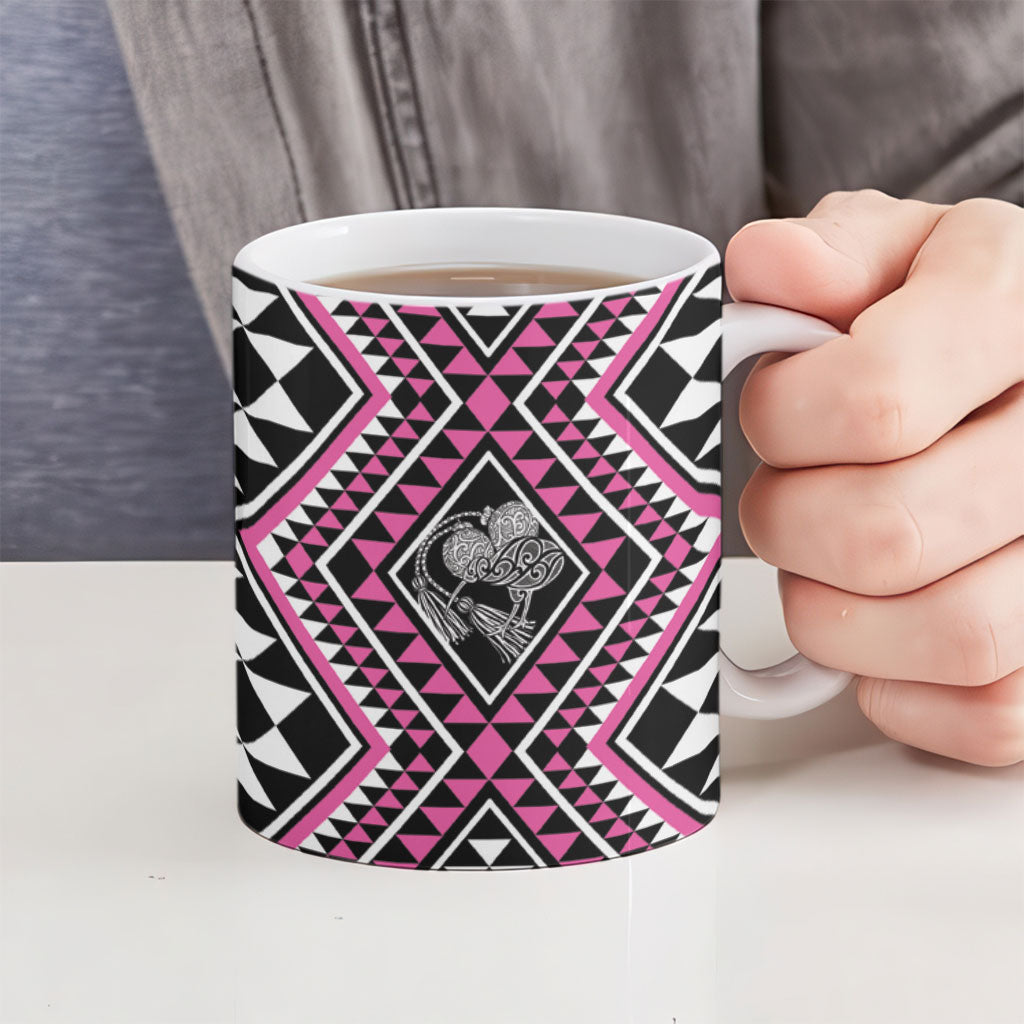 New Zealand Mawhero Taniko Motifs Ceramic Mug Maori Poi Dance Costume Inspired