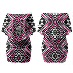 New Zealand Mawhero Taniko Motifs Couples Matching Off Shoulder Short Dress and Hawaiian Shirt Maori Poi Dance Costume Inspired