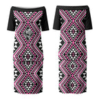 New Zealand Mawhero Taniko Motifs Couples Matching Puletasi and Hawaiian Shirt Maori Poi Dance Costume Inspired
