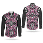 New Zealand Mawhero Taniko Motifs Couples Matching Short Sleeve Bodycon Dress and Long Sleeve Button Shirt Maori Poi Dance Costume Inspired