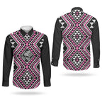 New Zealand Mawhero Taniko Motifs Couples Matching Tank Maxi Dress and Long Sleeve Button Shirt Maori Poi Dance Costume Inspired