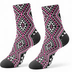 New Zealand Mawhero Taniko Motifs Crew Socks Maori Poi Dance Costume Inspired