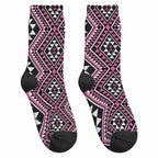 New Zealand Mawhero Taniko Motifs Crew Socks Maori Poi Dance Costume Inspired