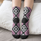 New Zealand Mawhero Taniko Motifs Crew Socks Maori Poi Dance Costume Inspired