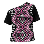 New Zealand Mawhero Taniko Motifs Cross Shoulder Shirt Maori Poi Dance Costume Inspired