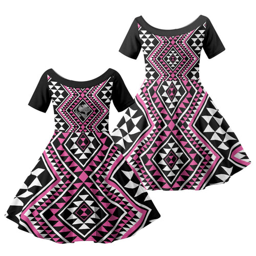 New Zealand Mawhero Taniko Motifs Family Matching Mermaid Dress and Hawaiian Shirt Maori Poi Dance Costume Inspired