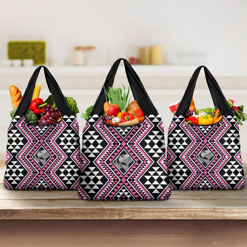 New Zealand Mawhero Taniko Motifs Grocery Bag Maori Poi Dance Costume Inspired