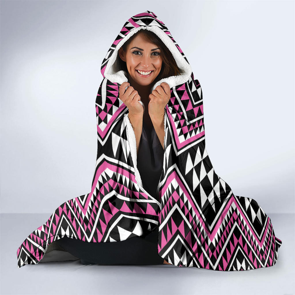 New Zealand Mawhero Taniko Motifs Hooded Blanket Maori Poi Dance Costume Inspired