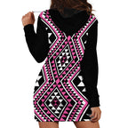 New Zealand Mawhero Taniko Motifs Hoodie Dress Maori Poi Dance Costume Inspired