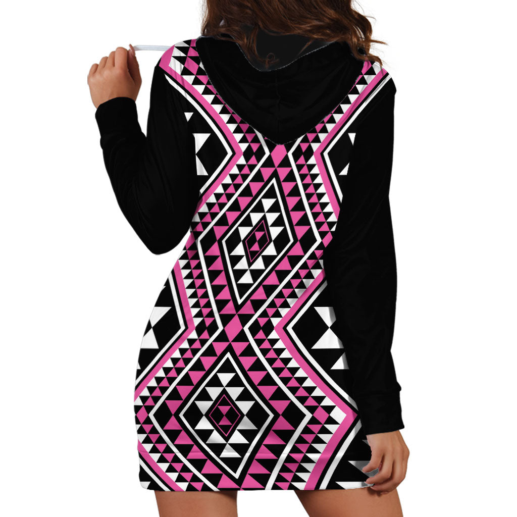 New Zealand Mawhero Taniko Motifs Hoodie Dress Maori Poi Dance Costume Inspired