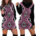 New Zealand Mawhero Taniko Motifs Hoodie Dress Maori Poi Dance Costume Inspired