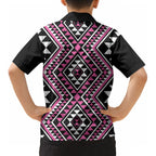 New Zealand Mawhero Taniko Motifs Kid Hawaiian Shirt Maori Poi Dance Costume Inspired