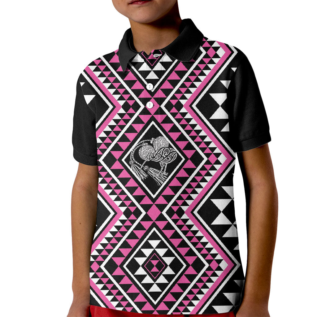 New Zealand Mawhero Taniko Motifs Kid Polo Shirt Maori Poi Dance Costume Inspired