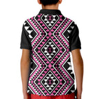 New Zealand Mawhero Taniko Motifs Kid Polo Shirt Maori Poi Dance Costume Inspired