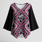 New Zealand Mawhero Taniko Motifs Kimono Sleeve Blouse Maori Poi Dance Costume Inspired