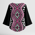 New Zealand Mawhero Taniko Motifs Kimono Sleeve Blouse Maori Poi Dance Costume Inspired