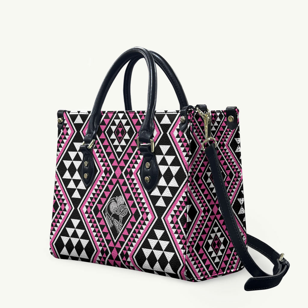 New Zealand Mawhero Taniko Motifs Leather Bag Maori Poi Dance Costume Inspired