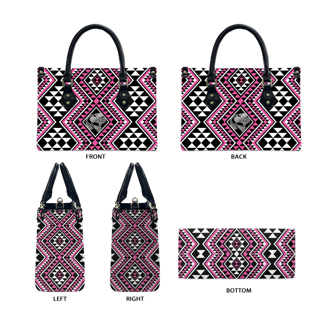 New Zealand Mawhero Taniko Motifs Leather Bag Maori Poi Dance Costume Inspired