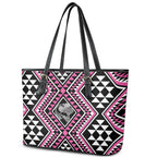 New Zealand Mawhero Taniko Motifs Leather Tote Bag Maori Poi Dance Costume Inspired